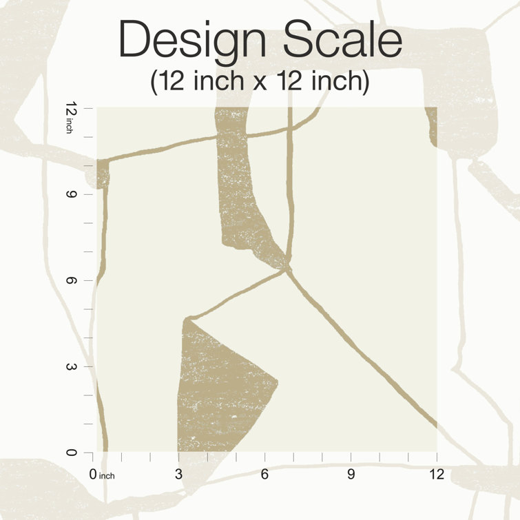 Cream and Gold Abstract Geometric Non-Pasted Wallpaper Roll