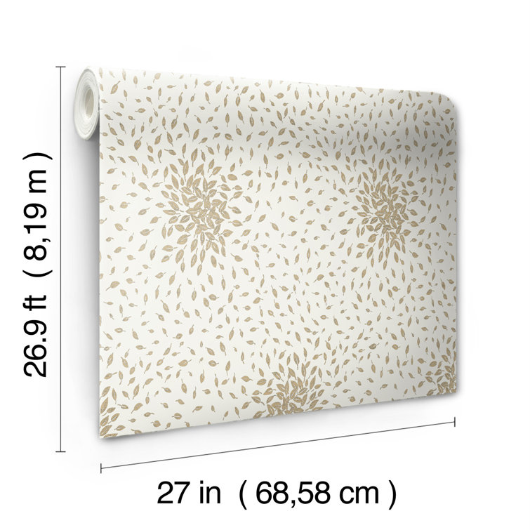 Cream and Gold Petite Leaves Floral Removable Wallpaper