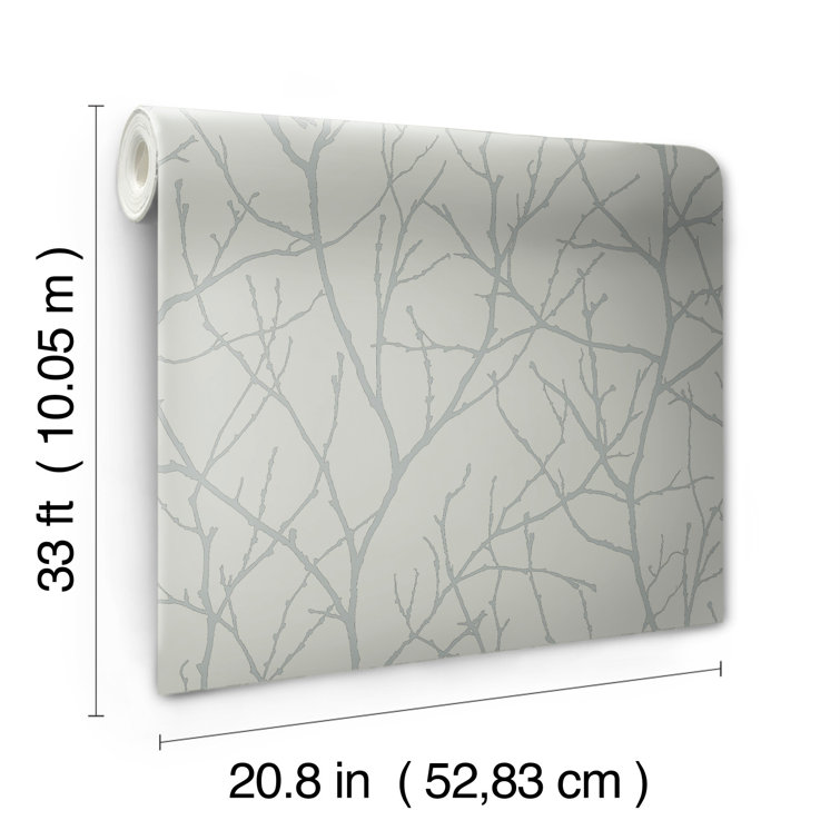 Gray and Silver Eucalyptus Trees Silhouette Wallpaper Roll