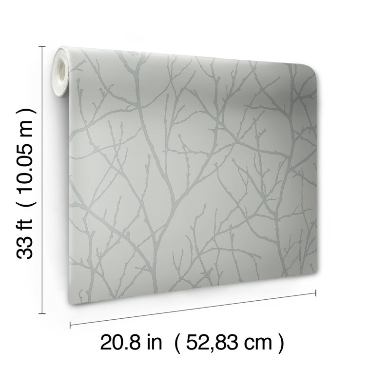 Smokey Blue and Silver Embossed Non-pasted Wallpaper Roll