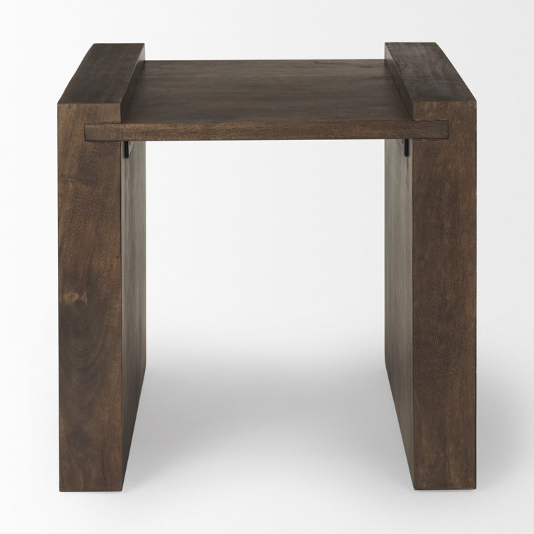 Dark Brown Mango Wood Rectangular End Table