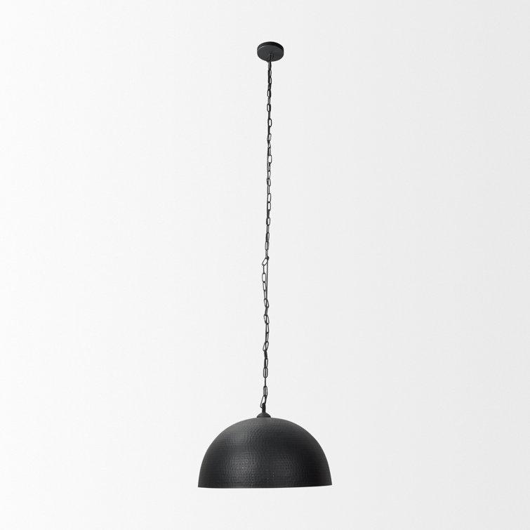 Karina 24" Matte Black and Brass Dome Pendant Light