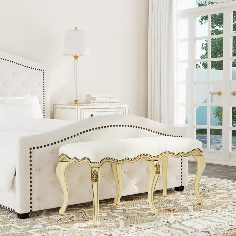 Michelline Light Cherry and Cream Upholstered Bench