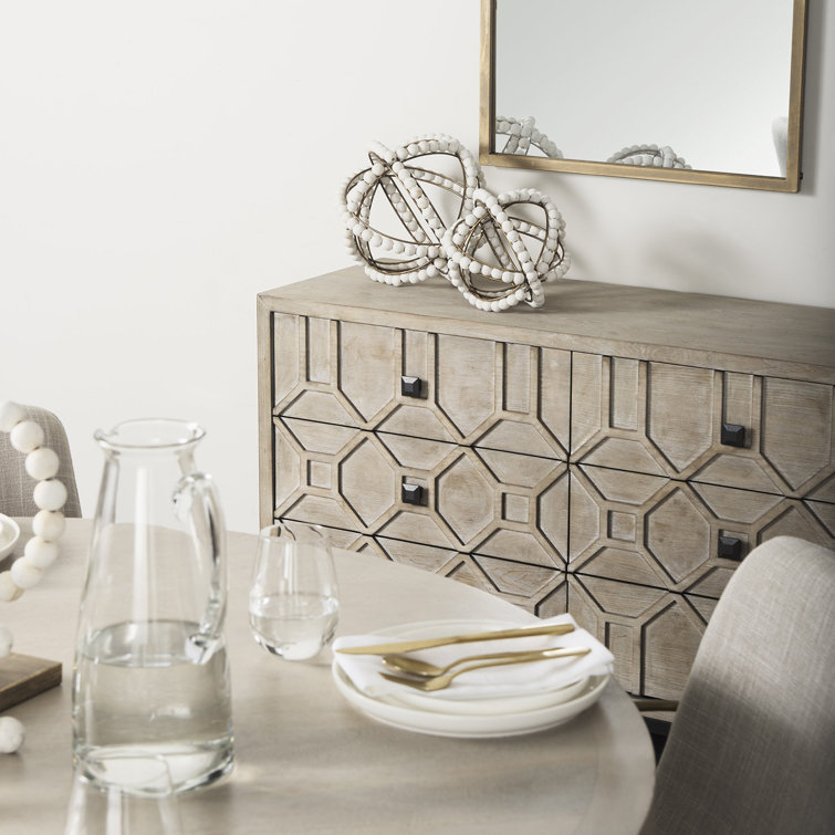 Genevieve II Light Brown 70'' Solid Wood 9-Drawer Sideboard