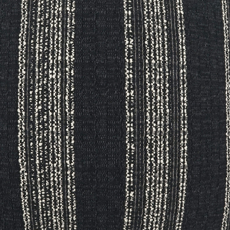 Black Striped Cotton Blend Rectangular Throw Pillow