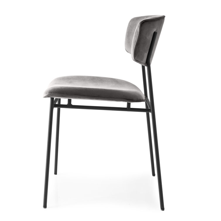 Vintage Fifties Metal Chair with Ash Gray Upholstered Seat