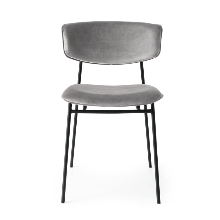 Vintage Fifties Metal Chair with Ash Gray Upholstered Seat