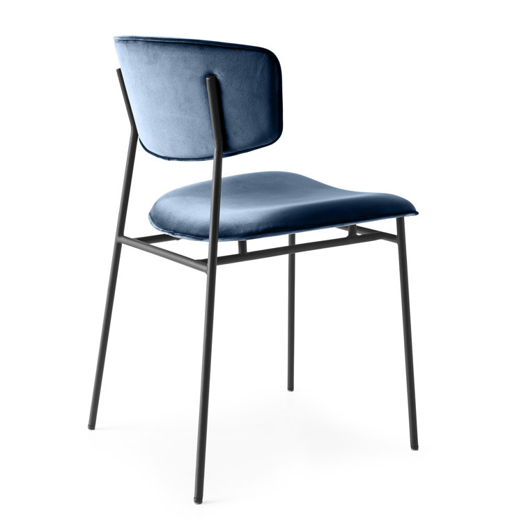 Fifties Matte Black Metal Chair with Cognac Faux Leather Upholstery
