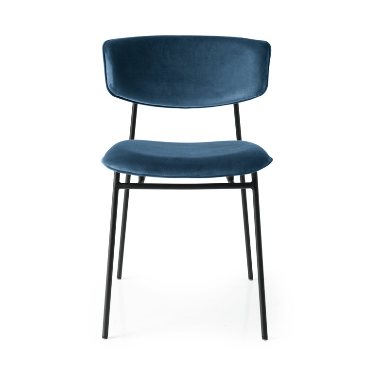 Fifties Matte Black Metal Chair with Cognac Faux Leather Upholstery