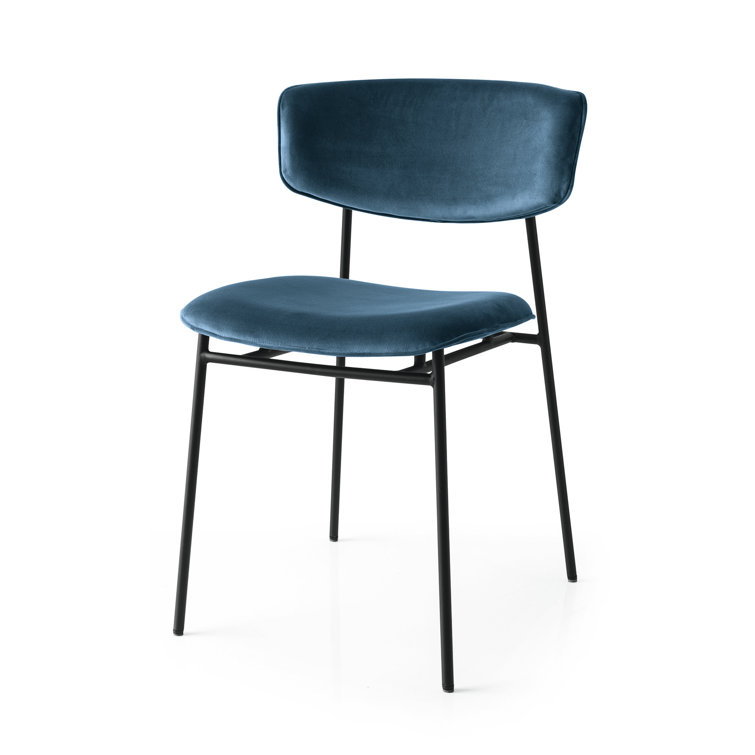 Fifties Matte Black Metal Chair with Cognac Faux Leather Upholstery