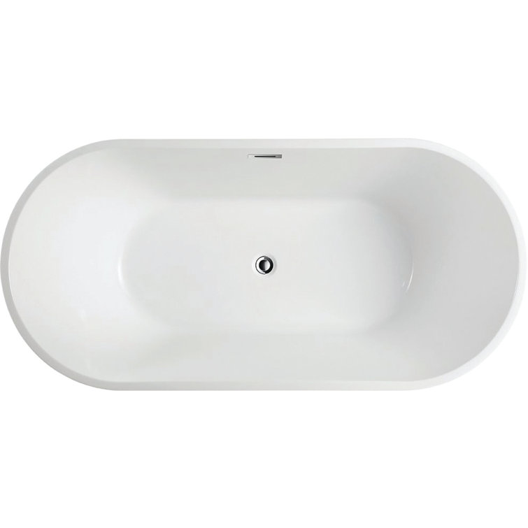 67" x 32" White Freestanding Acrylic Soaking Bathtub