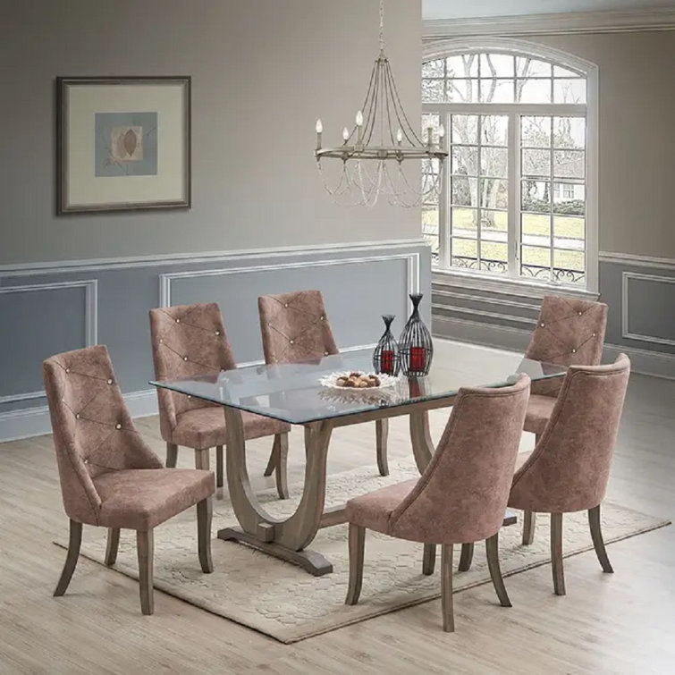 Dark Brown Tufted Faux Leather Parsons Side Chair Set