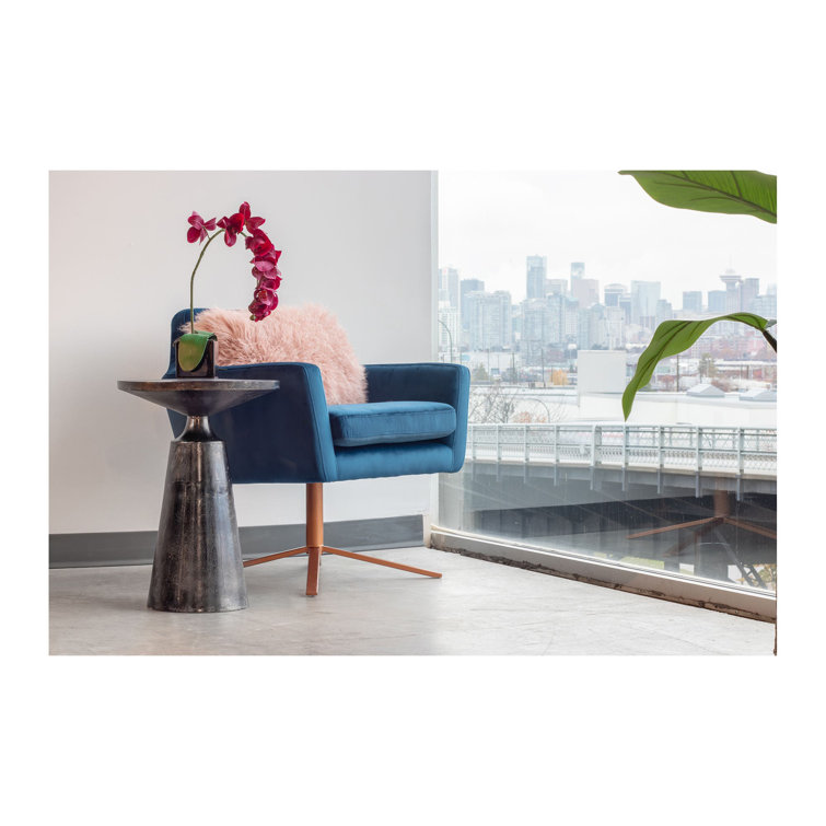 Modern Round Metal Accent Table in Black/Gray Finish