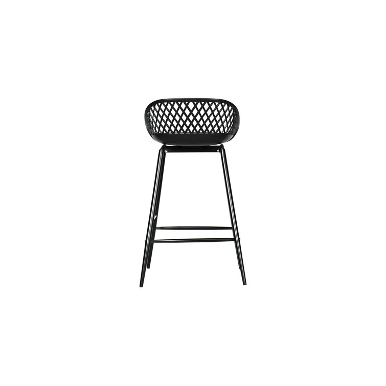 Black Powder Coated Aluminum Patio Bar Stools, Set of 2