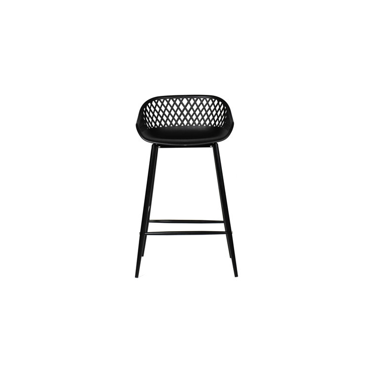 Black Powder Coated Aluminum Patio Bar Stools, Set of 2