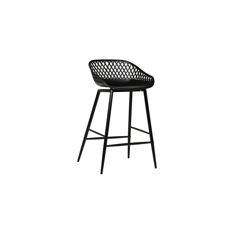 Black Powder Coated Aluminum Patio Bar Stools, Set of 2
