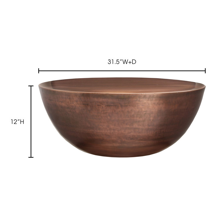 Round Brown Glass Contemporary Coffee Table