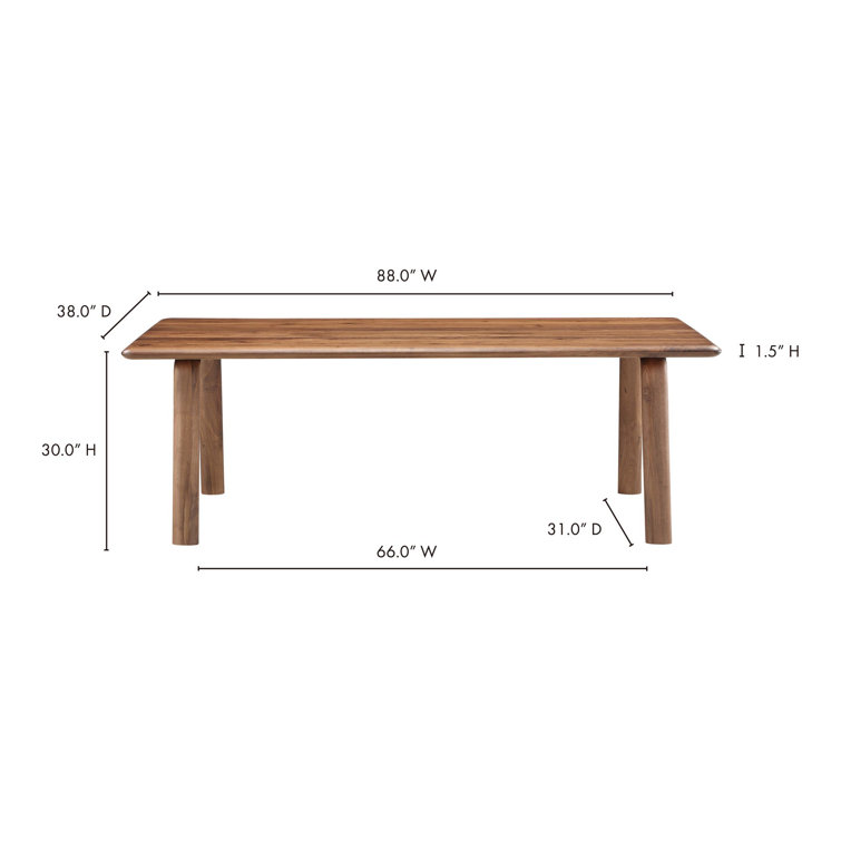 Walnut Solid Wood Rectangular Dining Table for Six