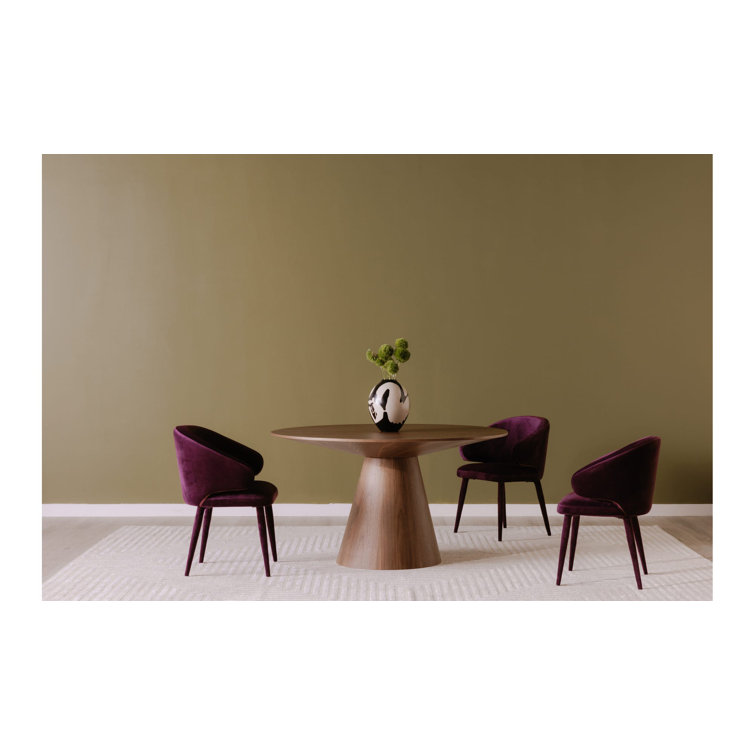 Royale 47" Round Walnut Dining Table for Eight