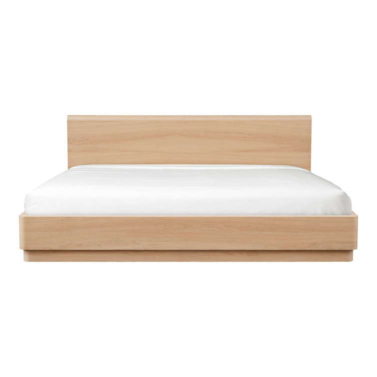 Round Off King Size Oak Wood Panel Bed with Headboard