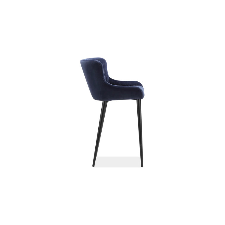 Etta 18'' Wide Dark Blue Velvet Tufted Counter Stool