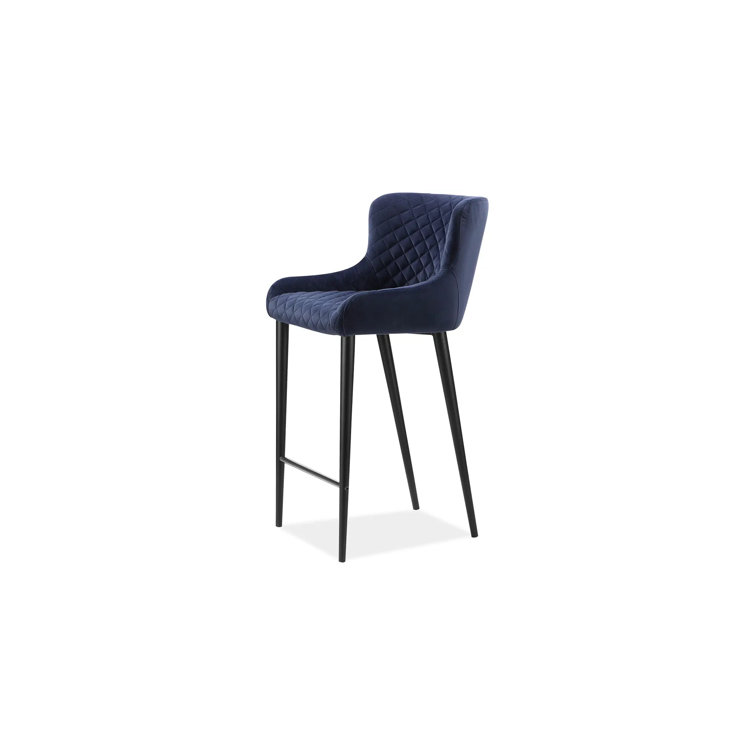 Etta 18'' Wide Dark Blue Velvet Tufted Counter Stool
