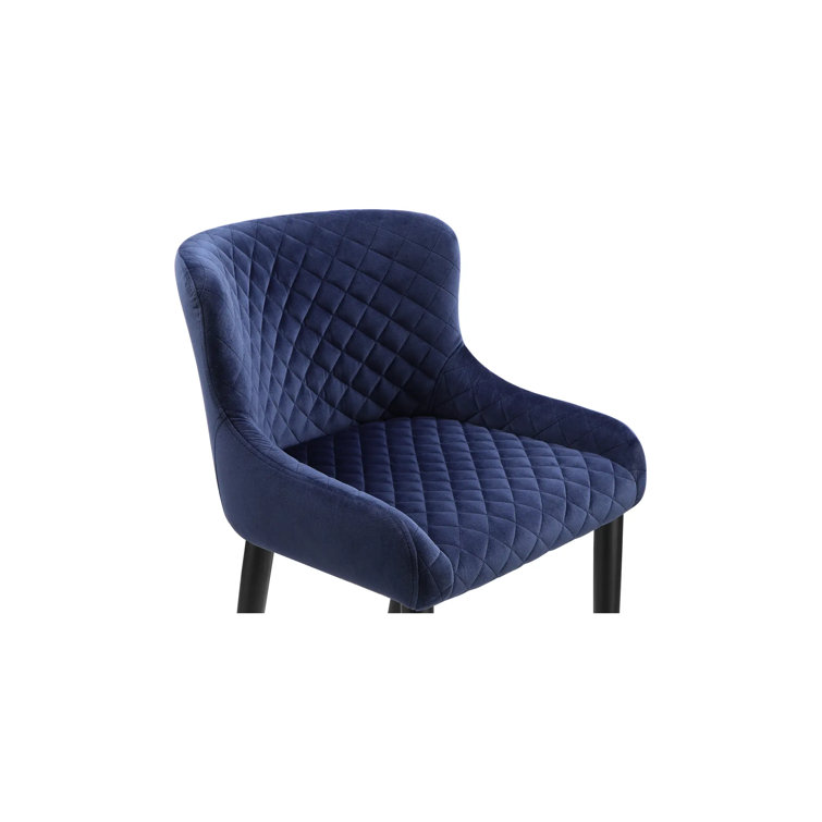 Etta 18'' Wide Dark Blue Velvet Tufted Counter Stool