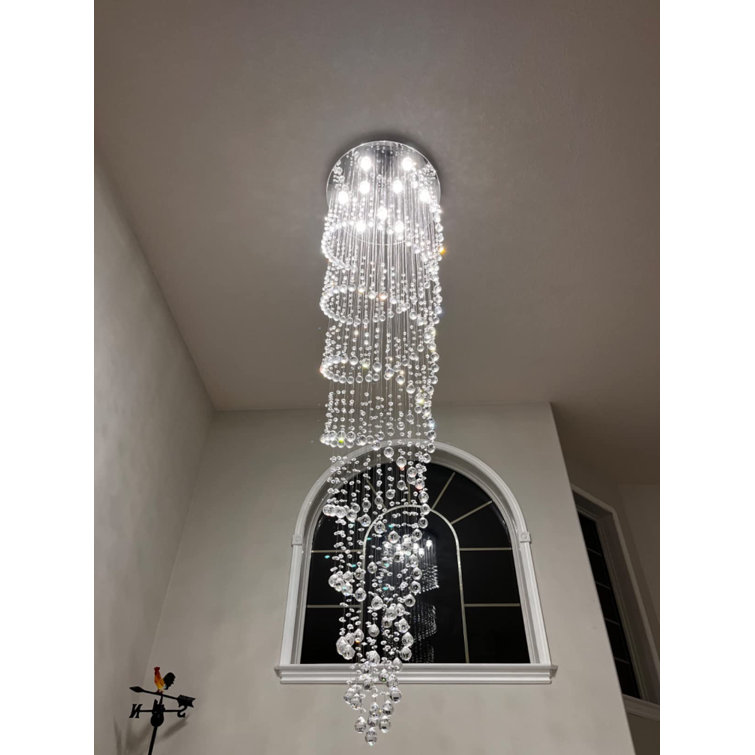 Sima 9-Light Chrome and Crystal Spiral Chandelier