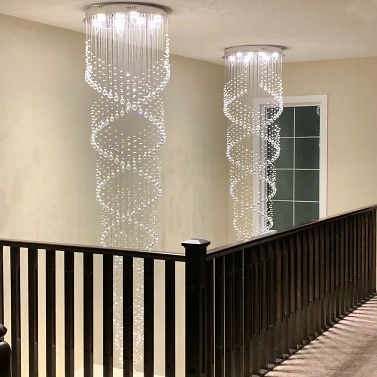 Sima 9-Light Chrome and Crystal Spiral Chandelier