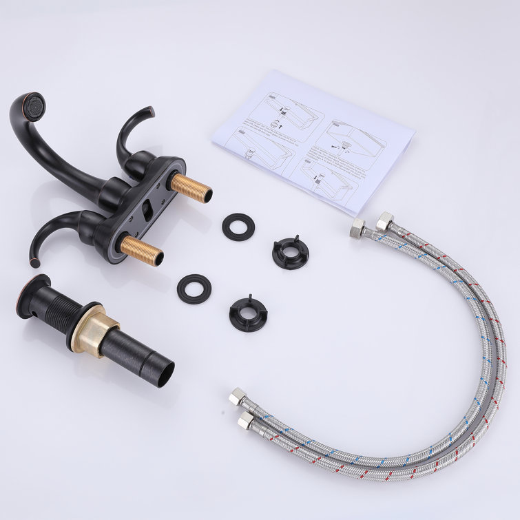 Oil Rubbed Bronze Double Handle Bathroom Faucet with Drain Assembly