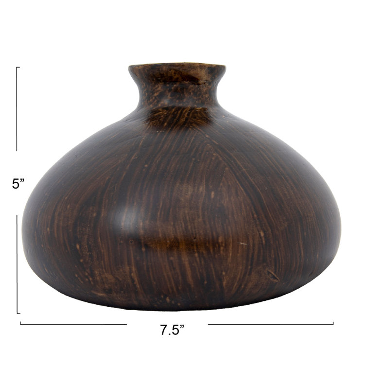 Rodiguez Dark Brown Solid Paulownia Wood Bud Vase
