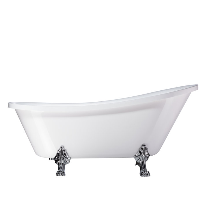 68.9" White Acrylic Clawfoot Freestanding Bathtub