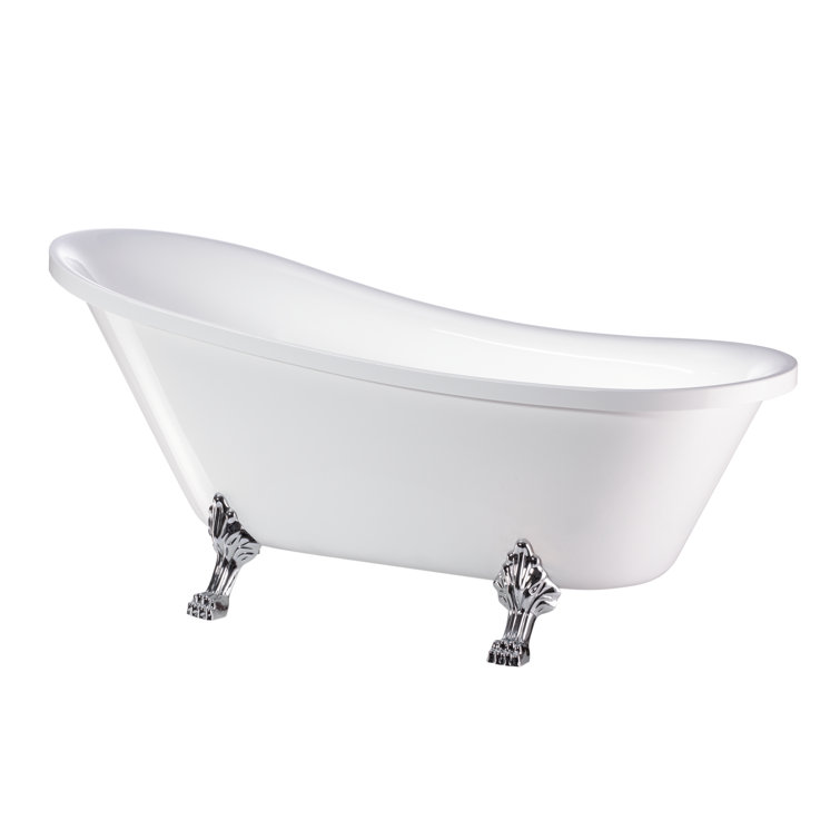 68.9" White Acrylic Clawfoot Freestanding Bathtub