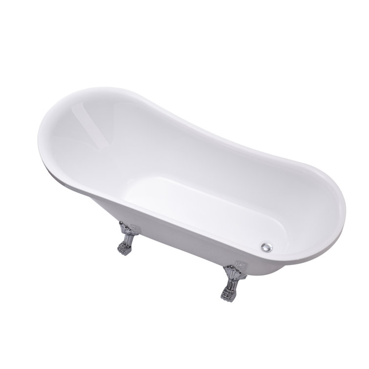 68.9" White Acrylic Clawfoot Freestanding Bathtub