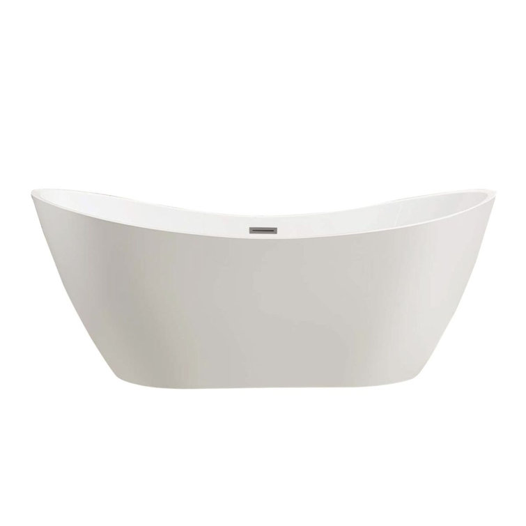 Ophelia 71'' White and Matte Black Acrylic Freestanding Bathtub