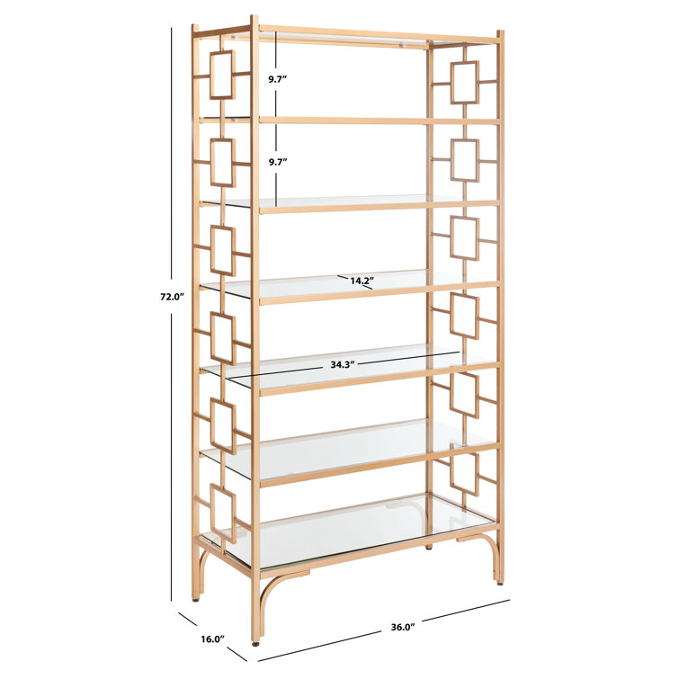 Brooklyn Gold Quatrefoil 7-Tier Glass Etagere Bookcase