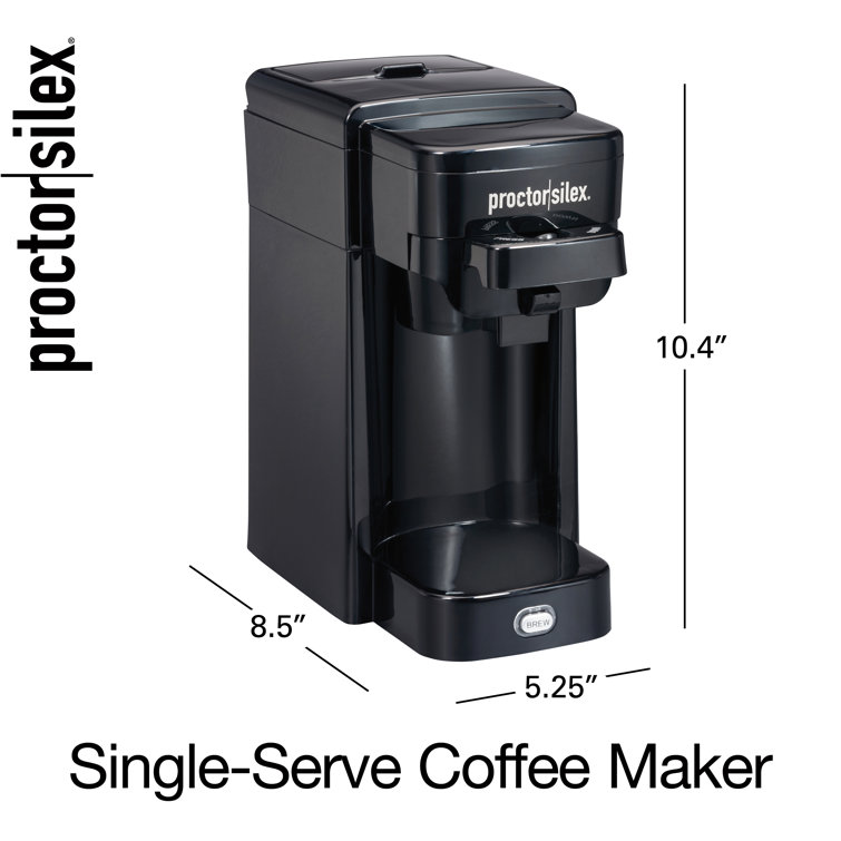 Compact Black Single-Serve Coffee Maker with Push Button Control