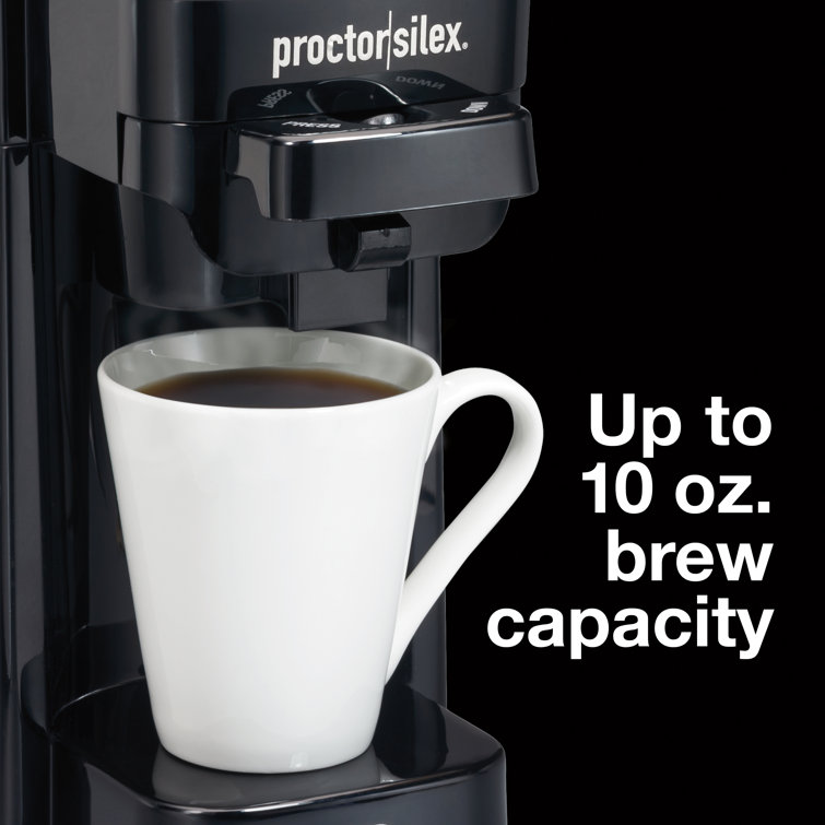 Compact Black Single-Serve Coffee Maker with Push Button Control