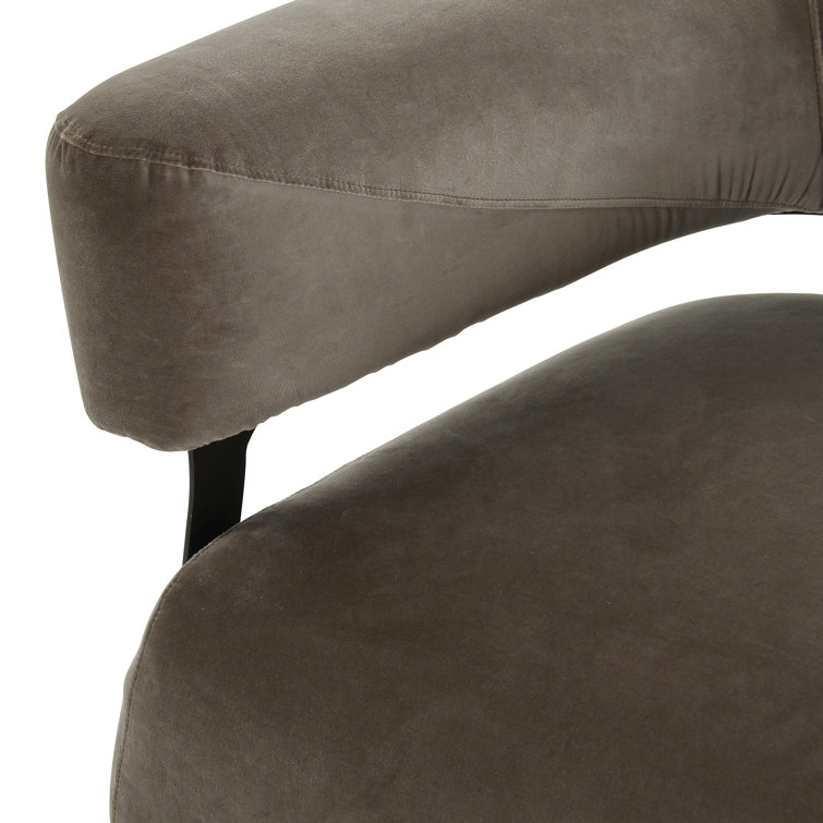 Surrey Fossil Leather Swivel Barrel Chair with Metal Base