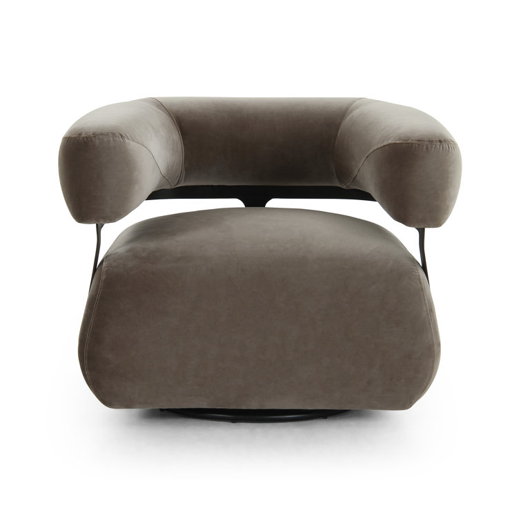 Surrey Fossil Leather Swivel Barrel Chair with Metal Base