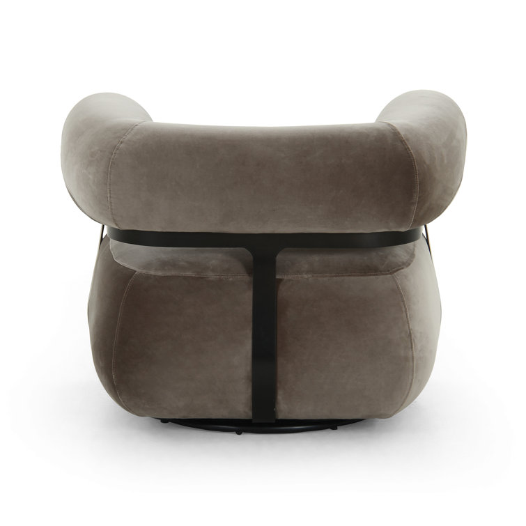 Surrey Fossil Leather Swivel Barrel Chair with Metal Base