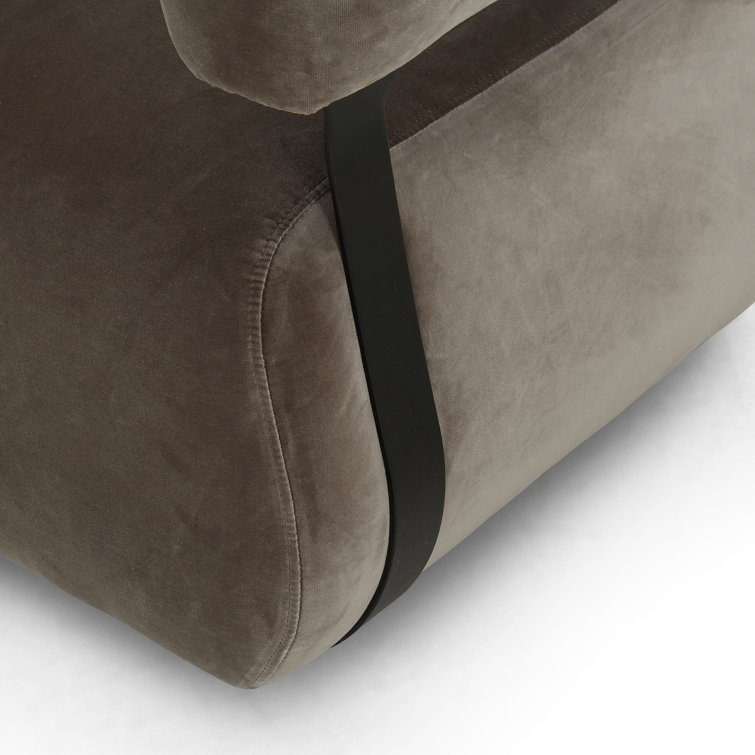 Surrey Fossil Leather Swivel Barrel Chair with Metal Base