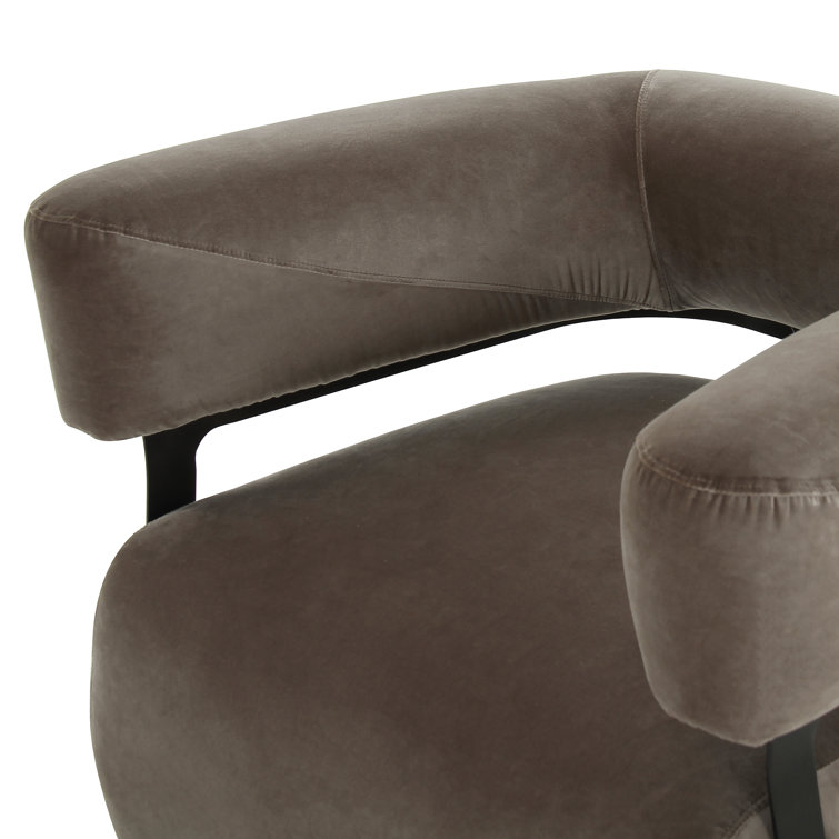 Surrey Fossil Leather Swivel Barrel Chair with Metal Base