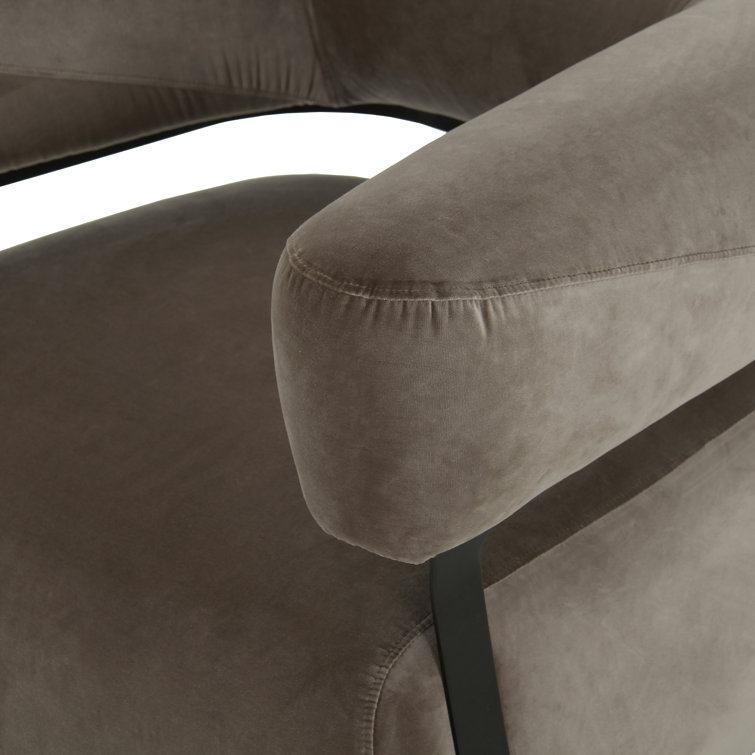 Surrey Fossil Leather Swivel Barrel Chair with Metal Base