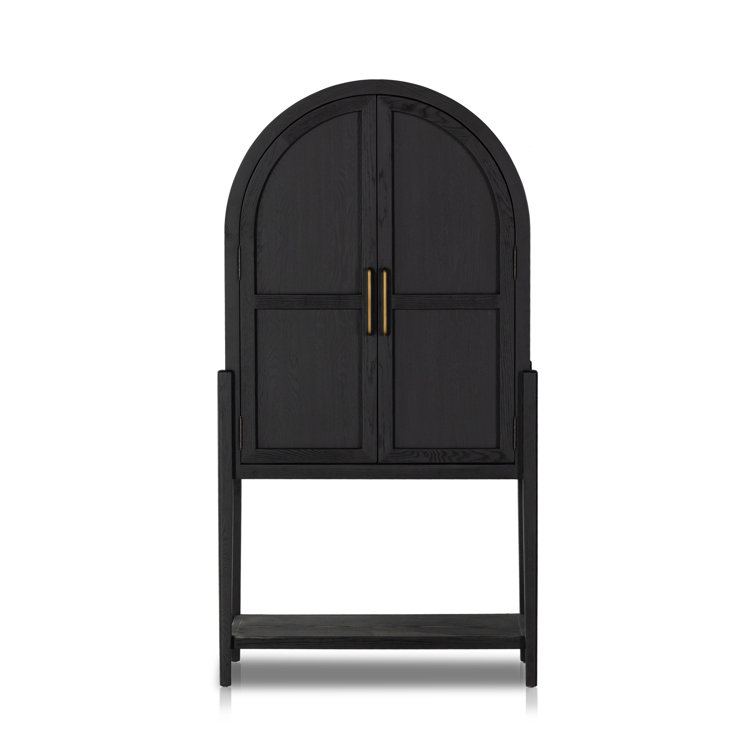 Tolle Black Contemporary 2-Door Arched Armoire