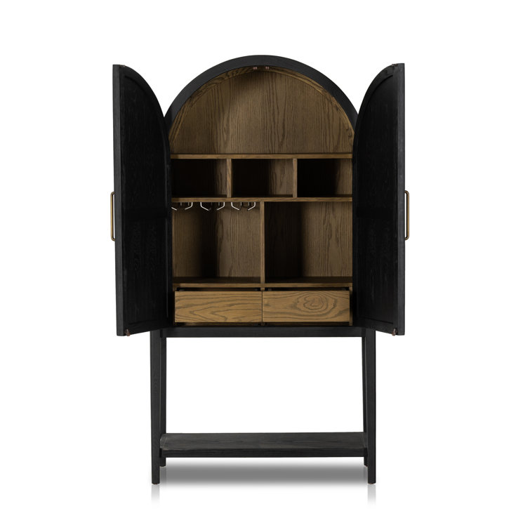 Tolle Black Contemporary 2-Door Arched Armoire