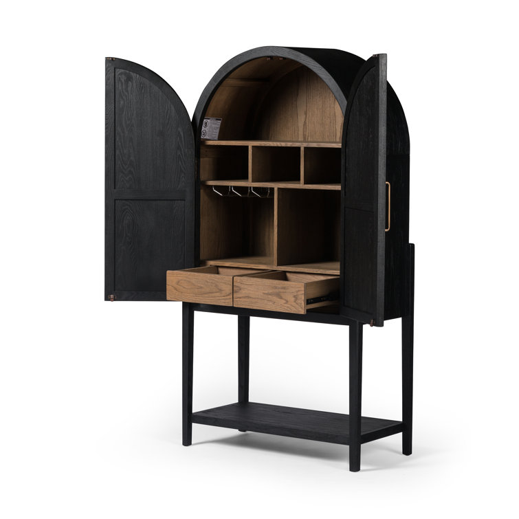 Tolle Black Contemporary 2-Door Arched Armoire