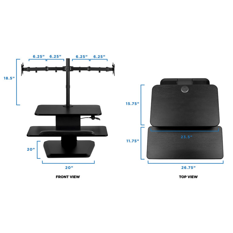 ErgoFlex 29" Compact Height Adjustable Dual Monitor Standing Desk Converter