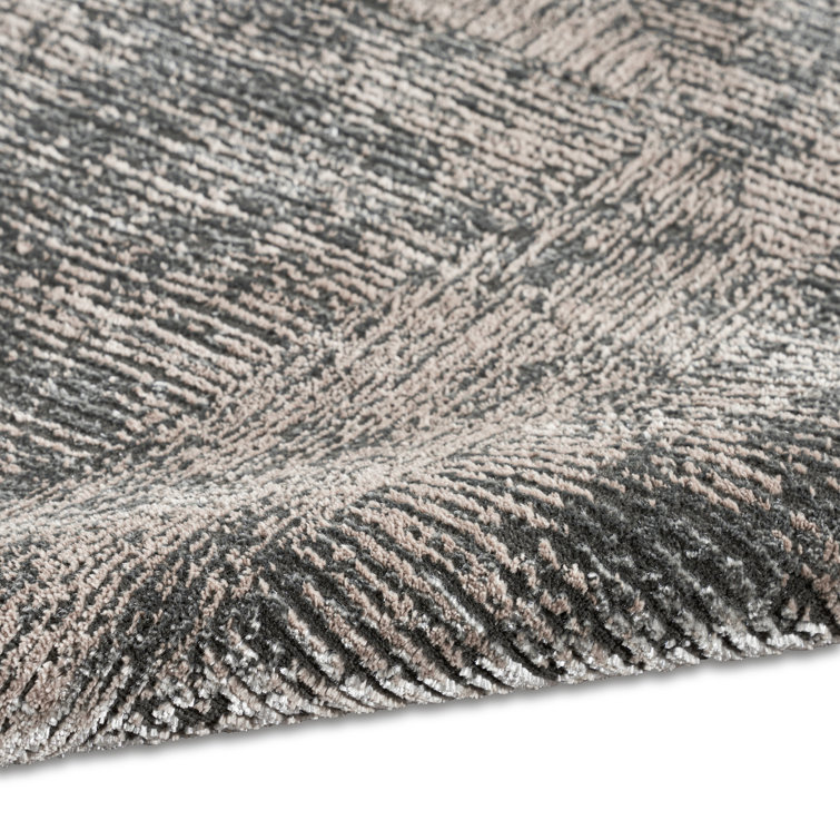 Handmade Black Ivory Abstract Synthetic 8' x 10' Rug