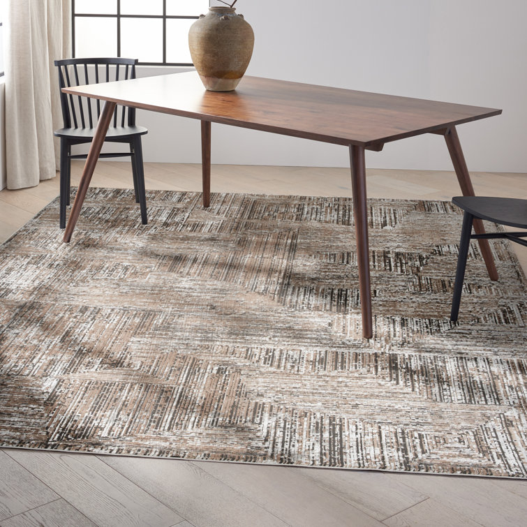 Handmade Black Ivory Abstract Synthetic 8' x 10' Rug
